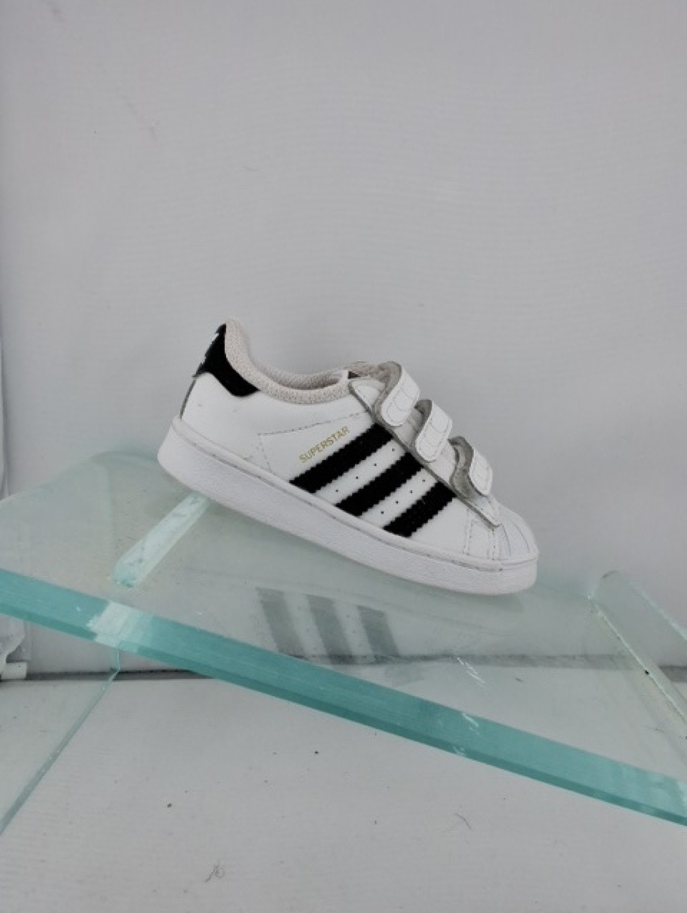 adidas Kids White and Black Velcro Sneakers - Superstar